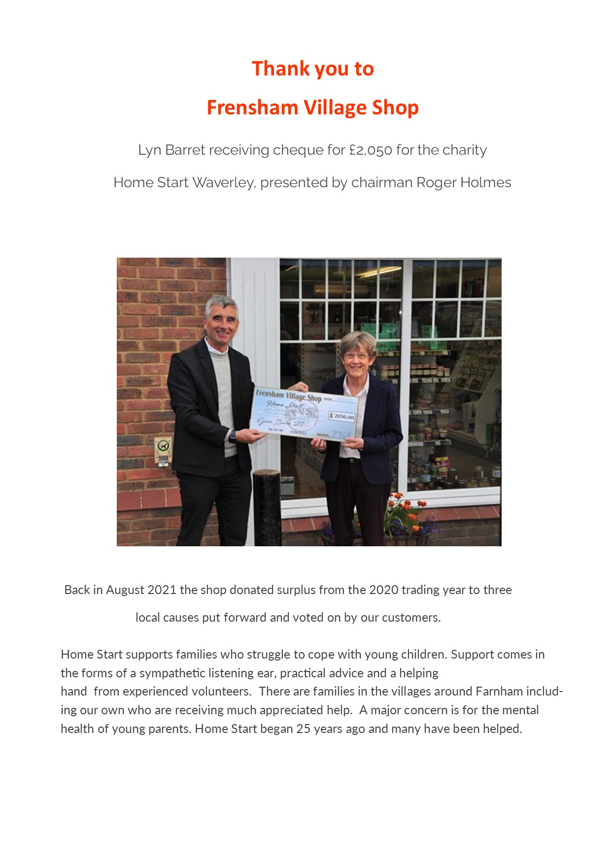 Thank you Frensham Village Shop